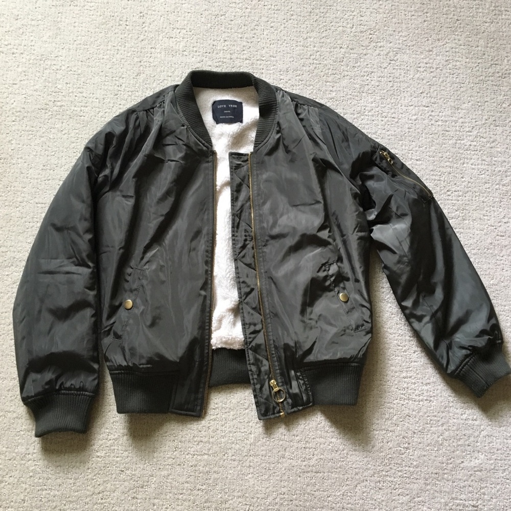 Love Tree Olive Green Bomber Jacket